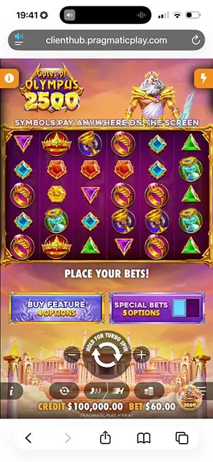 Gates of Olympus 2500 mobile screenshot #1