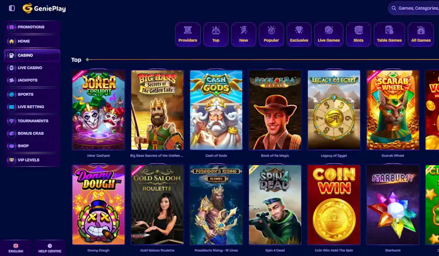 Genie Play slots Landscape screenshot image #1 for Genie Play Casino