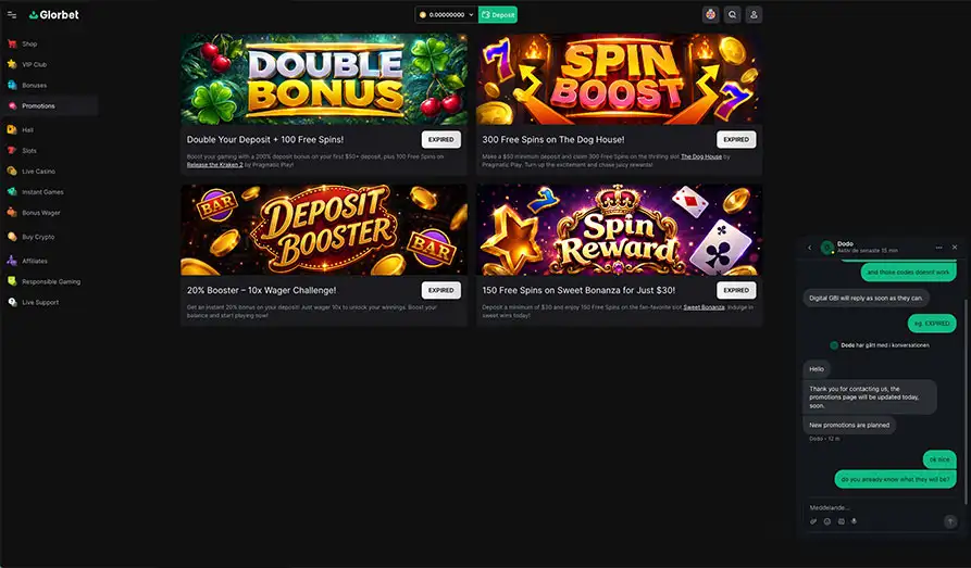 Glorbet Casino Bonuses Landscape screenshot image #1 for Glorbet Casino