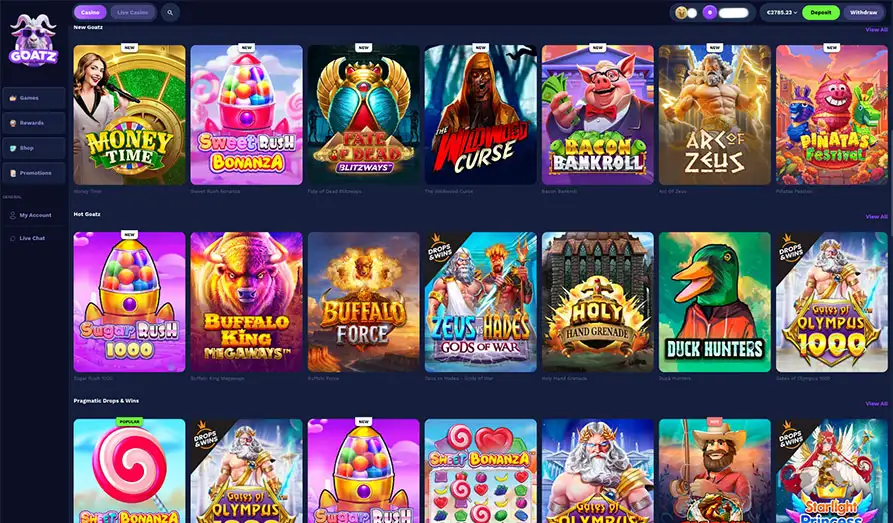 Goatz Casino Games Overview Landscape screenshot image #1 for Goatz Casino