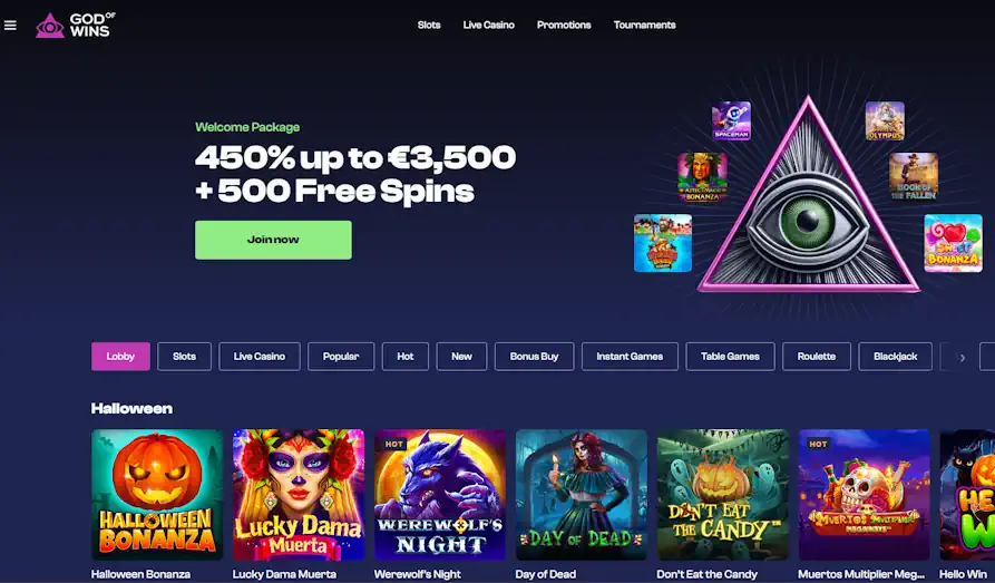 God of Wins home Main screenshot image for God of Wins Casino
