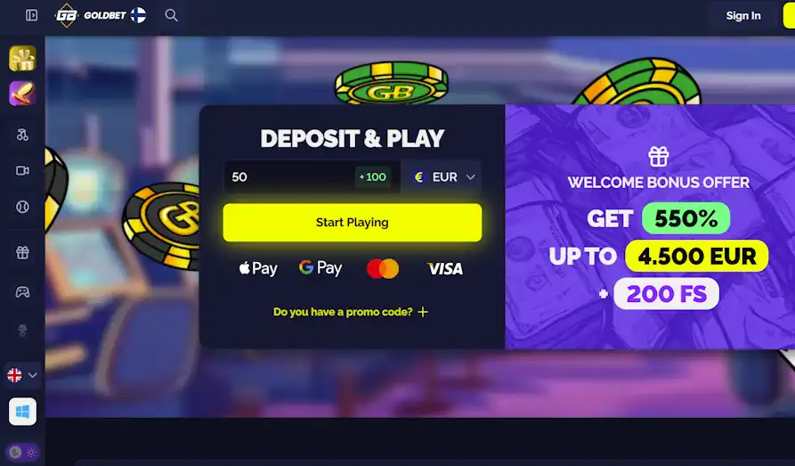 Landscape screenshot image #1 for Gold Bet Casino