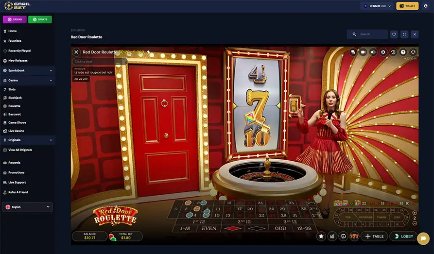 Grailbet Red Door Roulette Screenshot image #2 for Grailbet