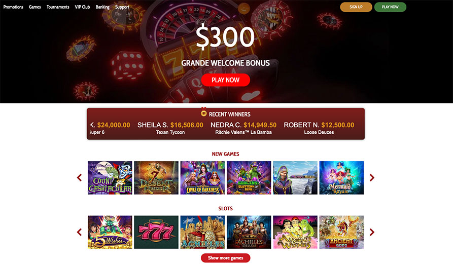 Main screenshot image for Grande Vegas Casino