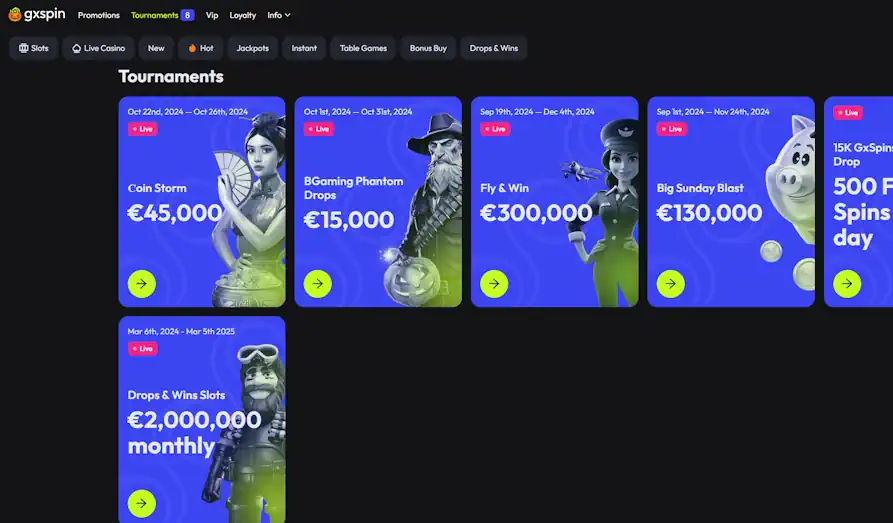 Gx Spin Casino tournaments Landscape screenshot image #1 for Gx Spin
