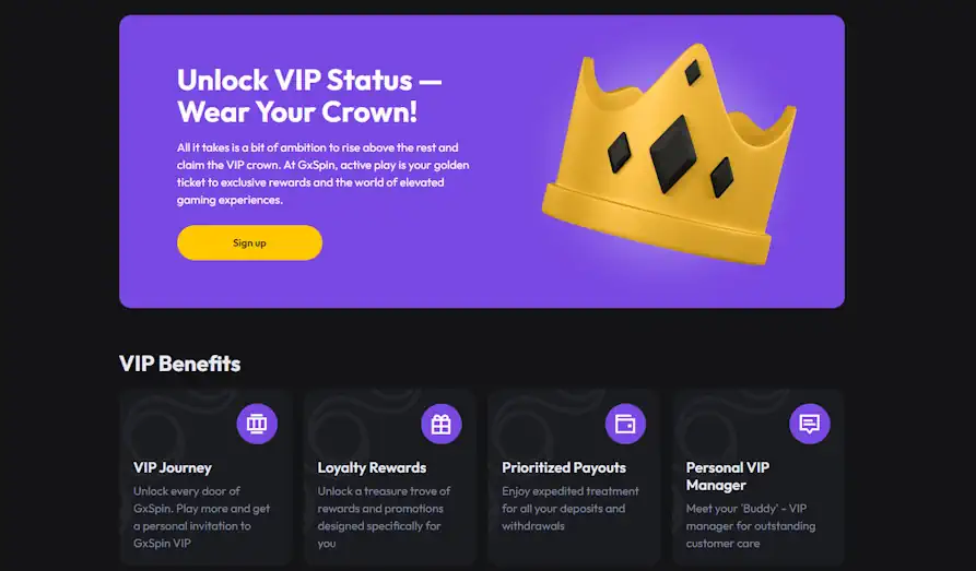 Gx Spin Casino VIP Screenshot image #3 for Gx Spin