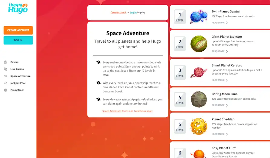 Happy Hugo loyalty Landscape screenshot image #1 for Happy Hugo Casino