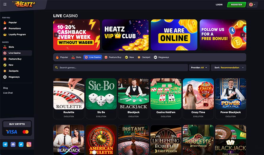 Landscape screenshot image #1 for Heatz Casino