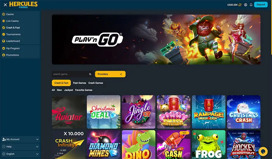 Hercules Casino Crash Games Landscape screenshot image #1 for Hercules Casino