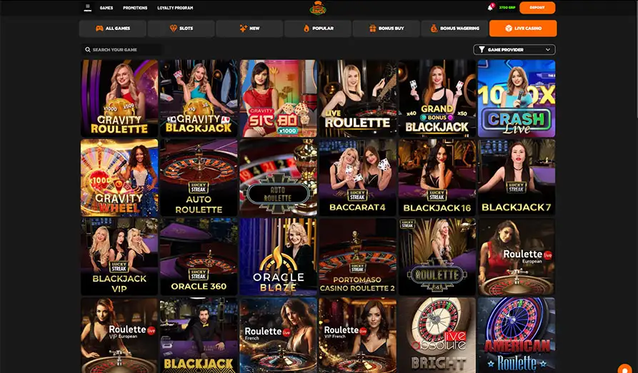 Hidden Jack Live Casino Games Landscape screenshot image #1 for Hidden Jack Casino