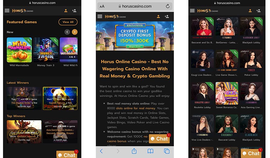 Landscape screenshot image #1 for Horus Casino