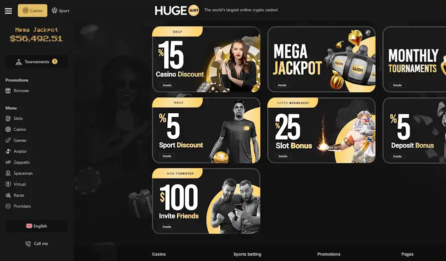 Huge Win bonuses Landscape screenshot image #1 for Huge Win Casino