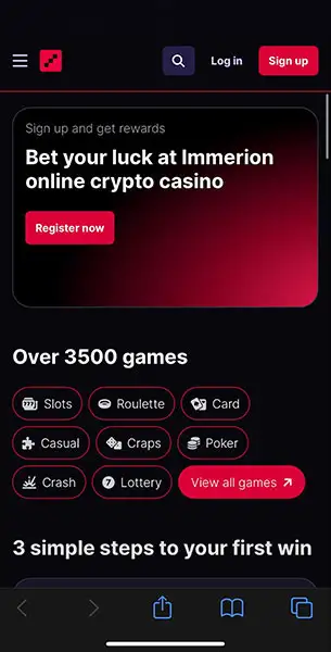 Mobile Screenshot image #1 for Inmerion Casino