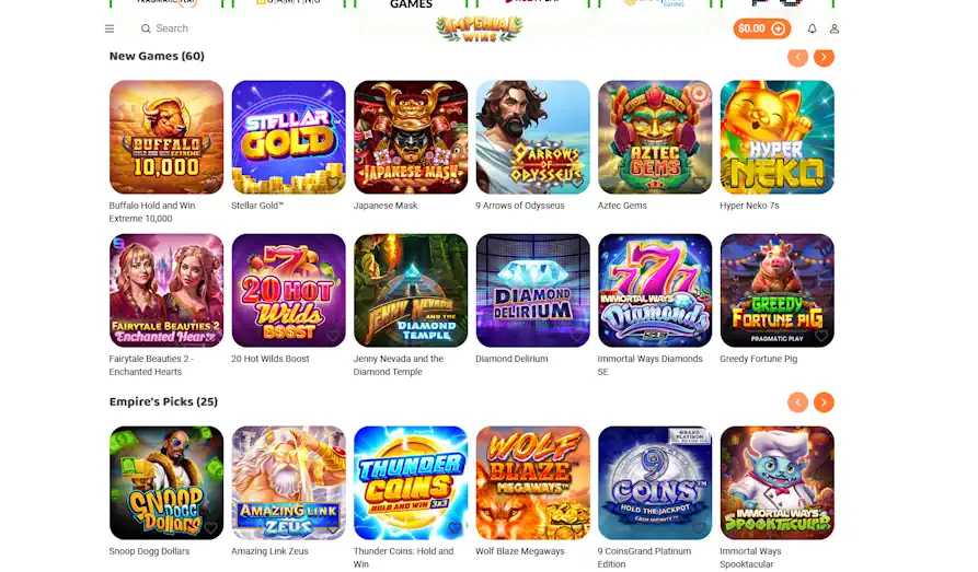 Imperial Wins casino Screenshot image #2 for Imperial Wins