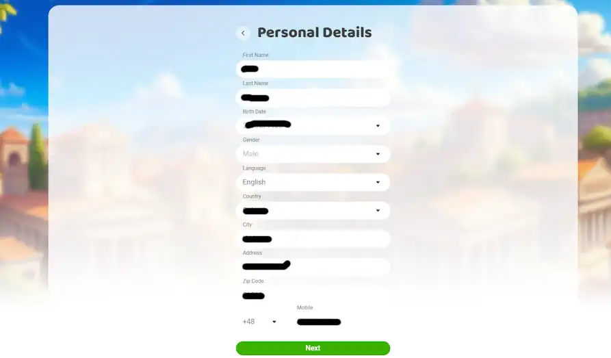 Imperial Wins registration KYC Landscape screenshot image for Imperial Wins