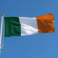 Irish flag blowing in the wind