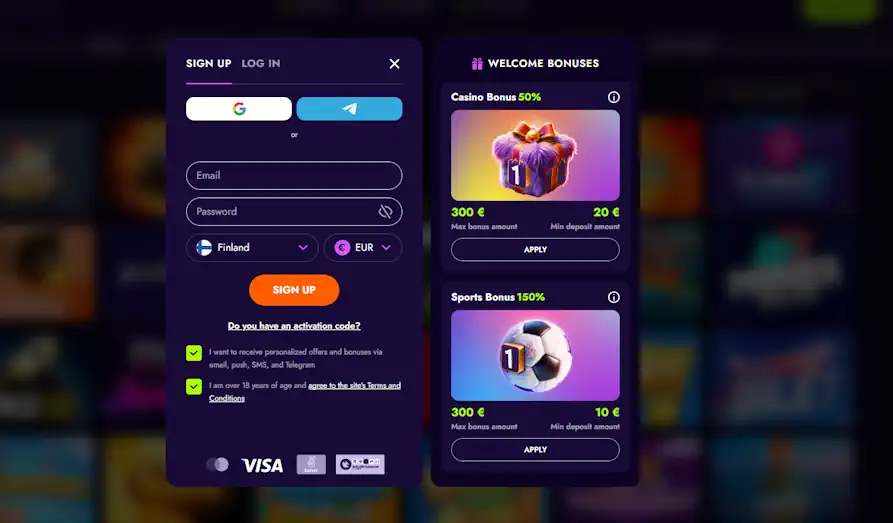 Irwin signup KYC Landscape screenshot image for Irwin Casino