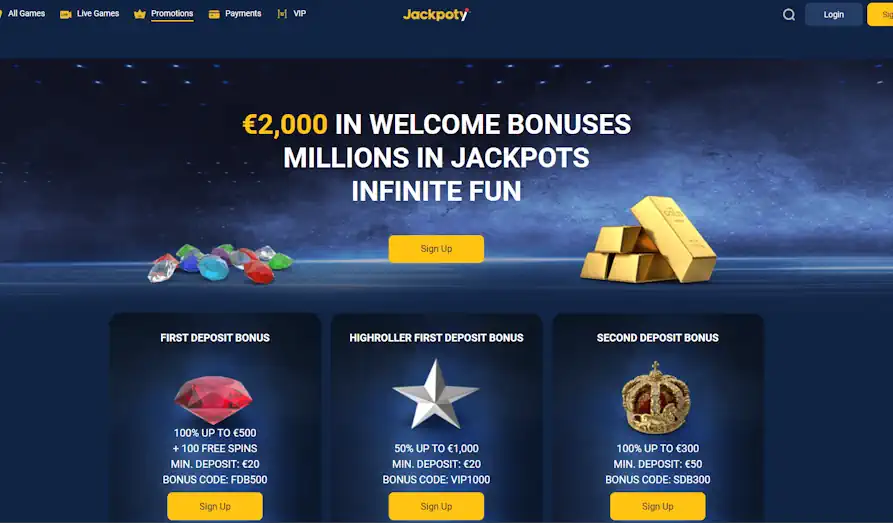Jackpoty Casino promotions Landscape screenshot image #1 for Jackpoty Casino