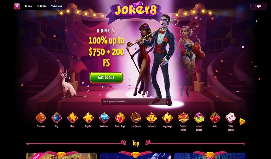 Main screenshot image for Joker8 Casino