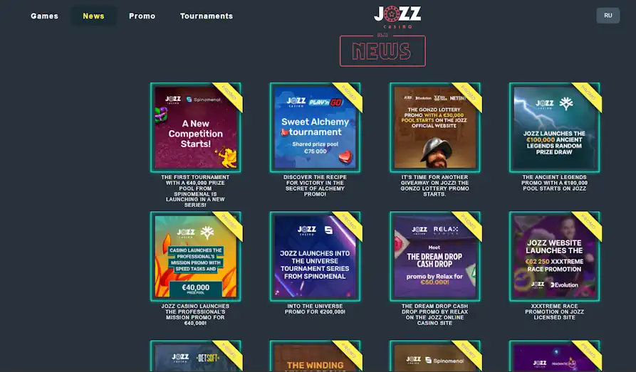Jozz news and events Landscape screenshot image #1 for Jozz Casino