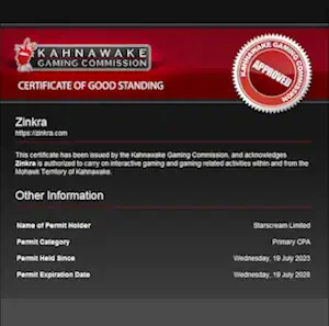 kahnawake-certificate - CryptoLists.com Kahnawake license certificate