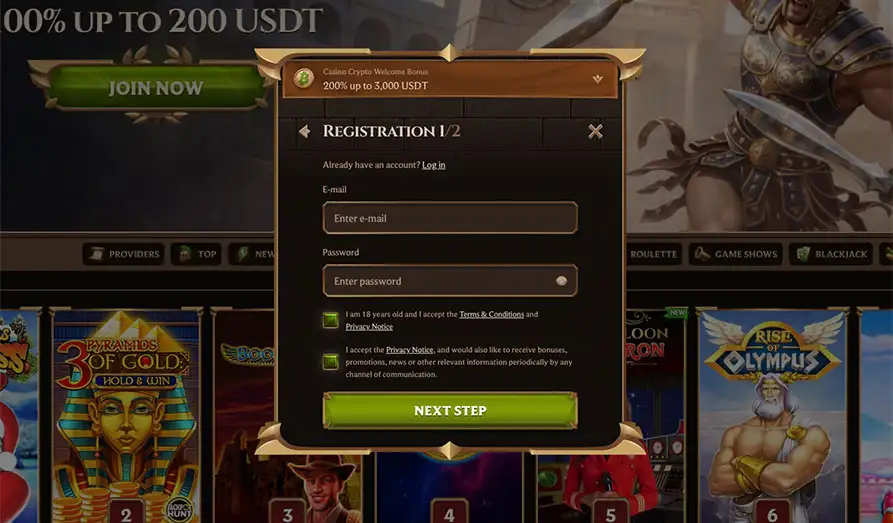 Lanista Casino Registration KYC Landscape screenshot image for Lanista Casino