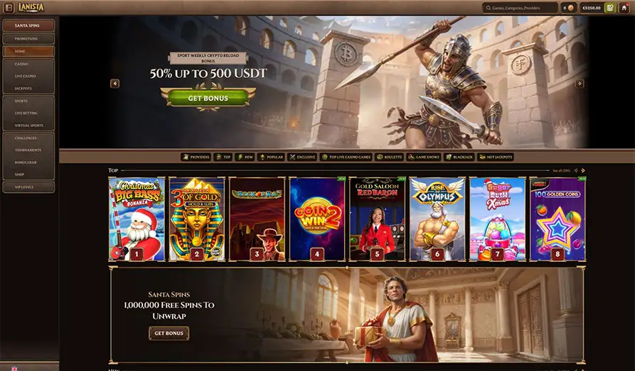 Lanista Casino Startpage Main screenshot image for Lanista Casino