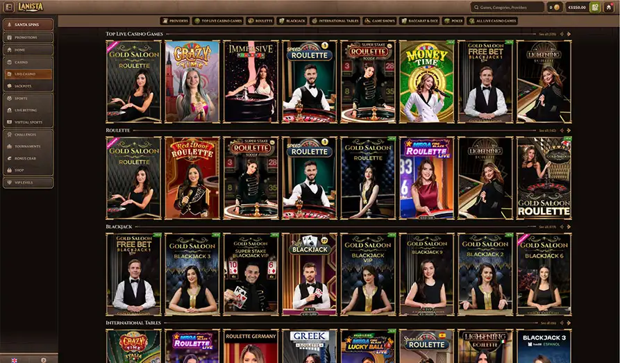 Lanista Live Casino Selection Screenshot image #3 for Lanista Casino