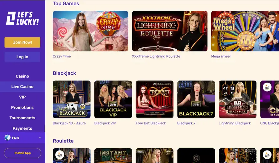 Screenshot image #2 for Lets Lucky Casino