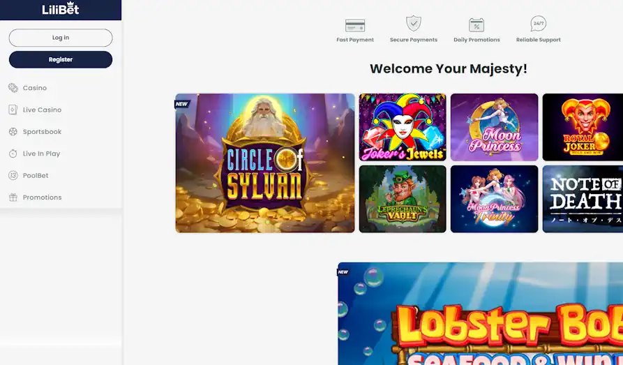 Lilibet startpage Landscape screenshot image #1 for Lilibet Casino