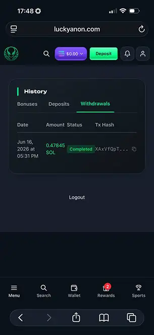 Casino Withdrawal Sent