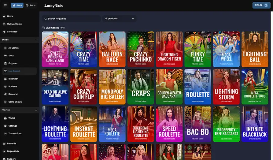 Landscape screenshot image #1 for Lucky Coin Casino