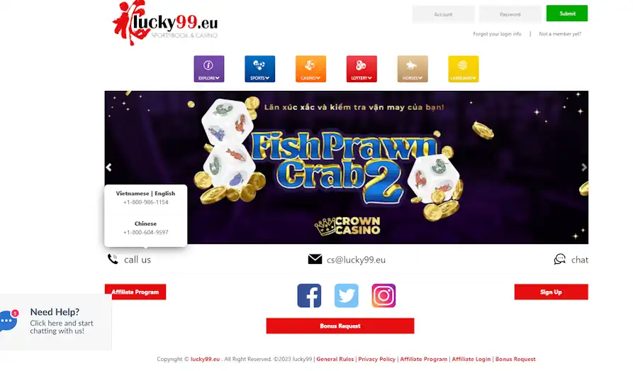Main screenshot image for Lucky 99 Casino