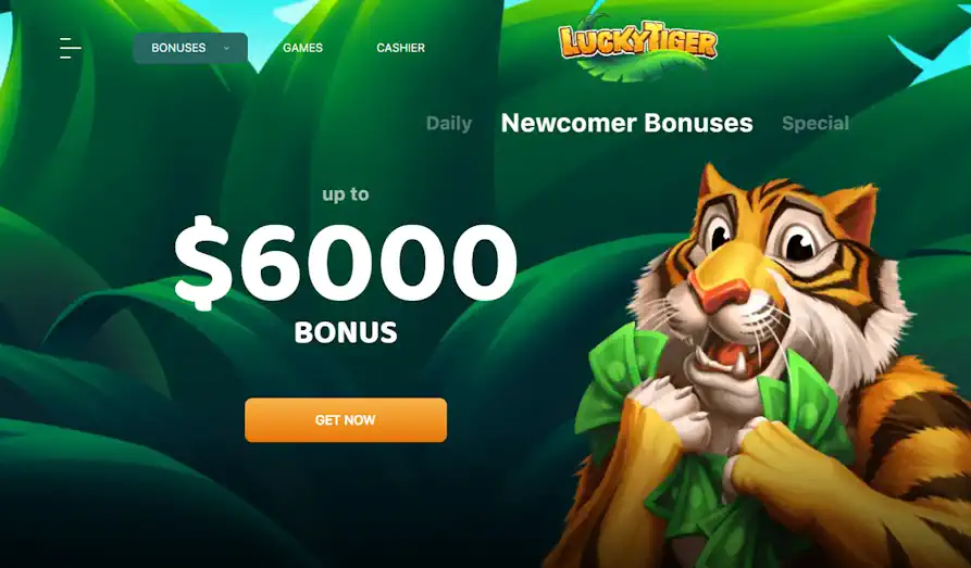 Lucky Tiger welcome page Landscape screenshot image #1 for Lucky Tiger Casino