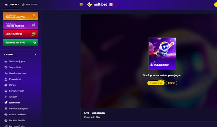 Multibet Casino Spaceman crash game Landscape screenshot image #1 for Multibet