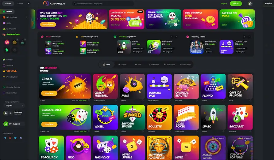Main screenshot image for Nano Games Casino
