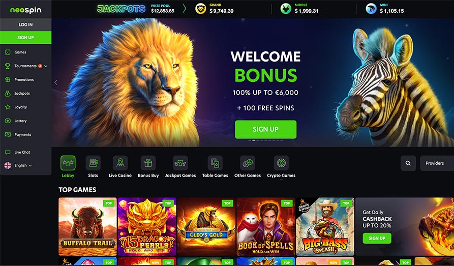 Main screenshot image for Neospin Casino