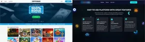 Collage of new crypto casino homepages