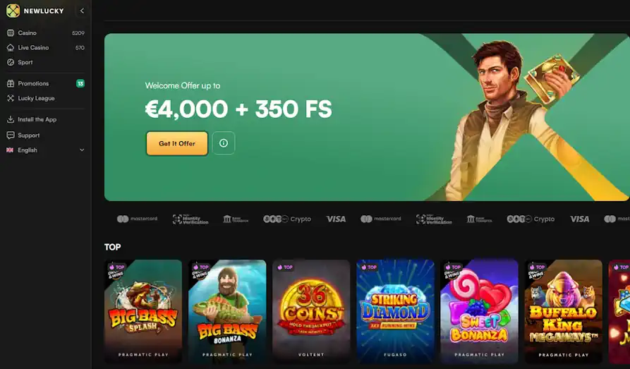 New Lucky Homepage Main screenshot image for New Lucky Casino
