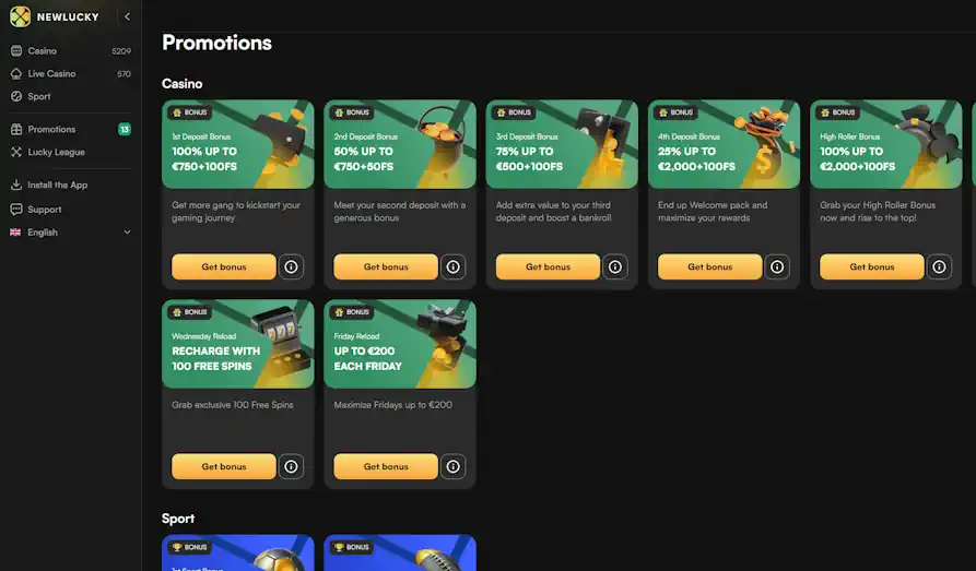 New Lucky Casino Bonuses Screenshot image #2 for New Lucky Casino