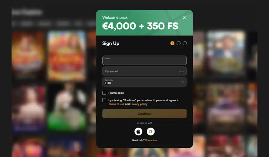 New Lucky Casino Registration KYC Landscape screenshot image for New Lucky Casino