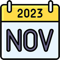 Yellow November calendar 2023