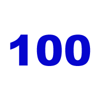 Number 100 in blue