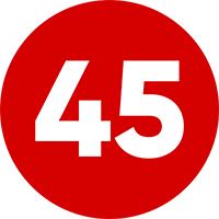 Number 45 in white on a red background