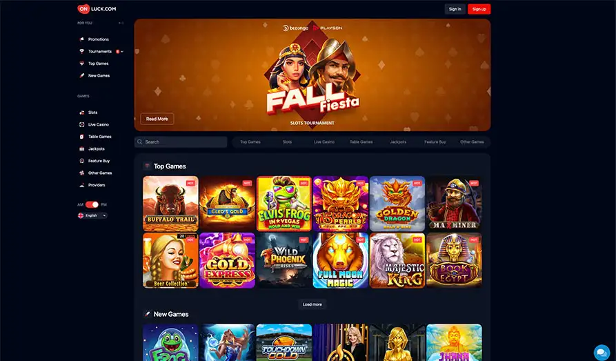 Main screenshot image for OnLuck Casino