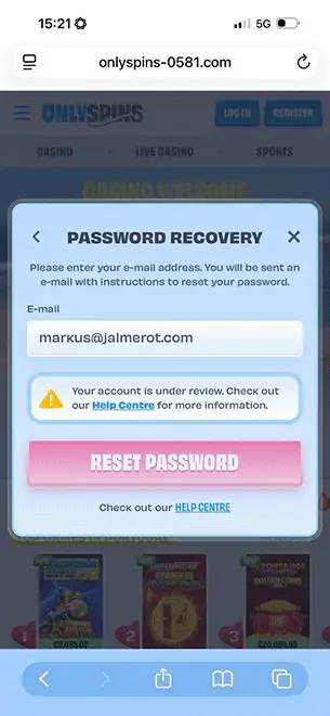 Only Spins Account under review
