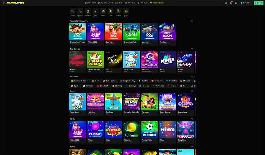 Parimatch Casino Crash Games Landscape screenshot image #1 for Parimatch Casino