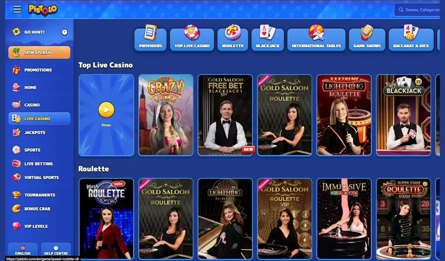 Pistolo live casino Landscape screenshot image #1 for Pistolo Casino