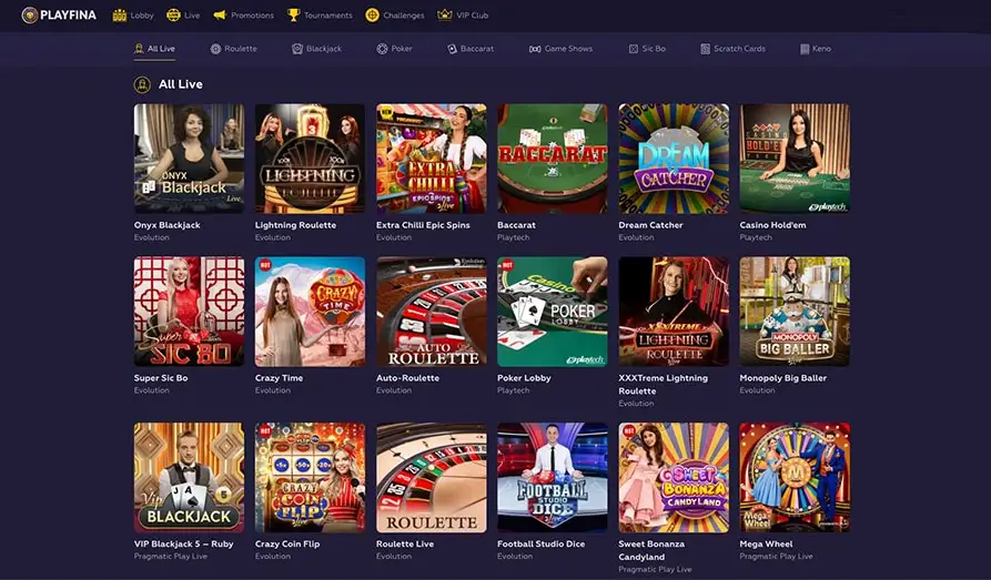Screenshot image #2 for Playfina Casino