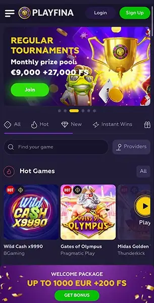Mobile Screenshot image #1 for Playfina Casino